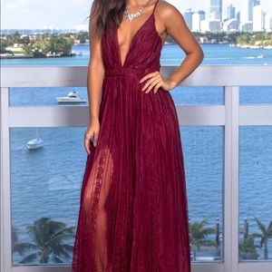 2 slit Maroon Gown